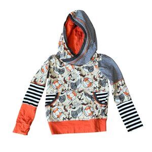 LilBug Britches Kids Hooded Top 3-6 Yrs Bird & Lifesaver Print Long Sleeve